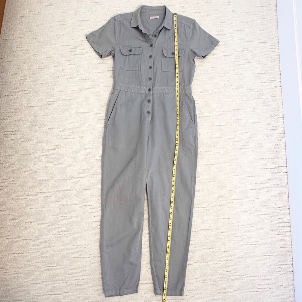 OUTERKNOWN S.E.A. Women’s S Dark Grey Utility Jumpsuit Short Sleeve Linen Blend - Picture 6 of 16